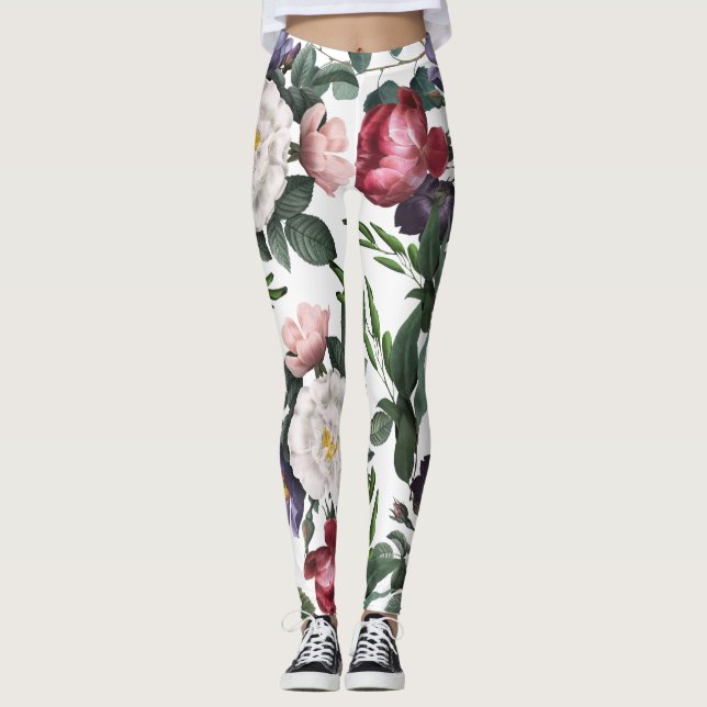 Legging Linda ilustração romântica da rosa (Frente)