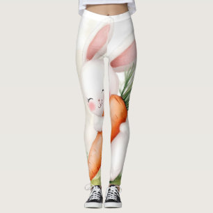 Legging Linda Lebre da Primavera em Aquarela Cenoura
