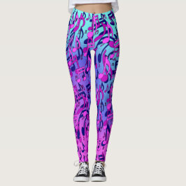 Legging Linda música Livremente Notas Rosa Azul Azul Azul