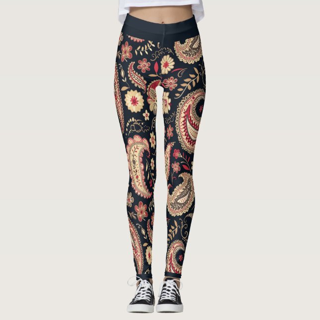 Legging Linda Paisley Pattern Dark N Red Mix (Frente)