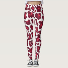 Legging Linda Rosa vermelha Leopard Animal Patterno