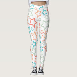 Legging Lindas Estrelas Pastel Retrô de Verão na Praia