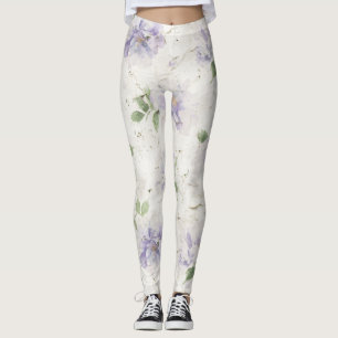 Legging Lindas Flores de Lavanda Roxa