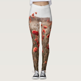 Legging lindas flores de papoila