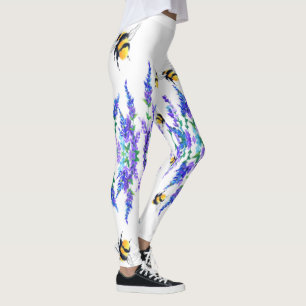 Legging Lindas flores de primavera e abelhas voando - Dese