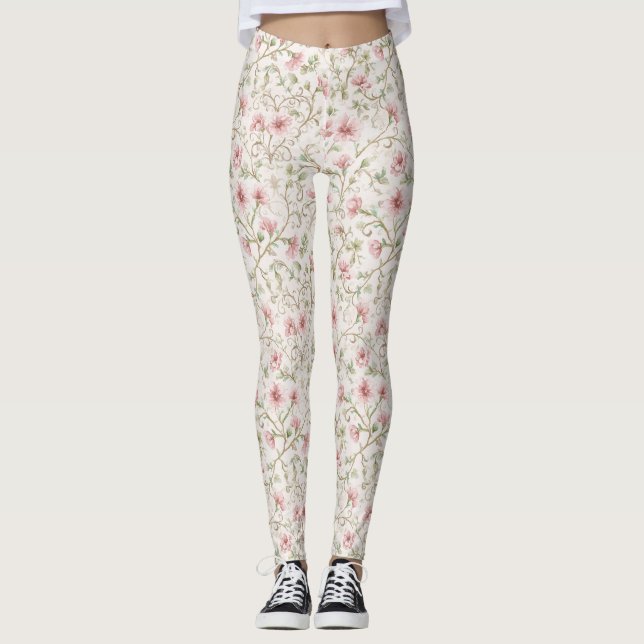 Legging Lindas Flores Rosa (Frente)