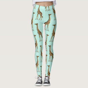 Legging Lindas Girafas Azuis e Douradas