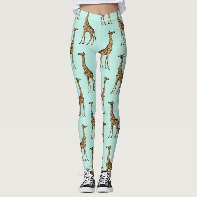 Legging Lindas Girafas Azuis e Douradas (Frente)