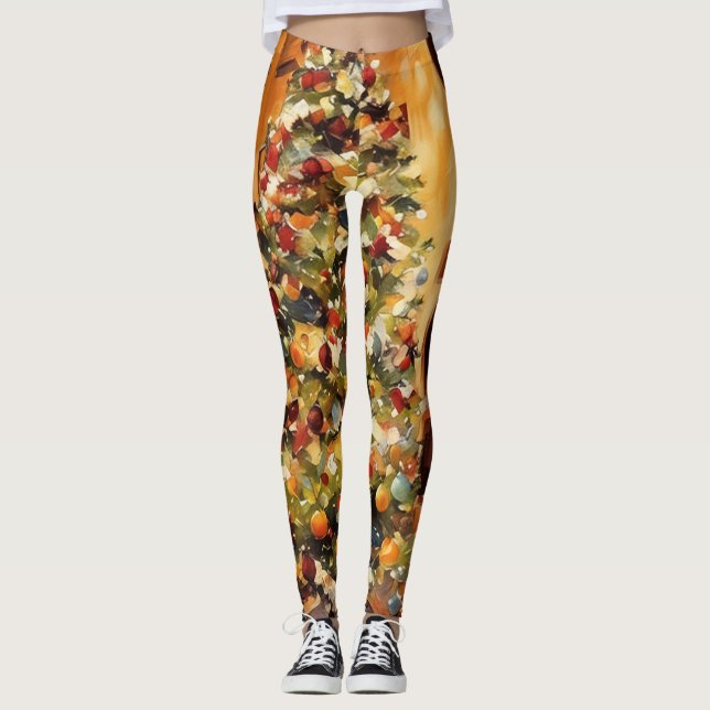 Legging Lindas leggagens de árvores de Natal (Frente)
