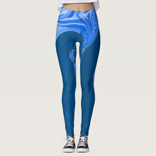 Legging Lindas ondas Abstrato pintando muralha (Frente)