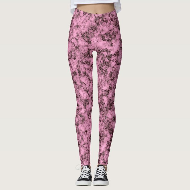 Legging Lindas veias escuras e brilhantes de mármore rosa (Frente)