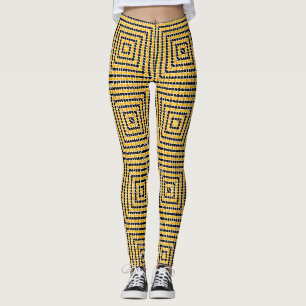 Legging Lindo desenho de padrão marroquino laranja preto f