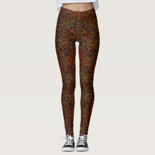 Legging Lindo desenho paisley marrom escuro vintage