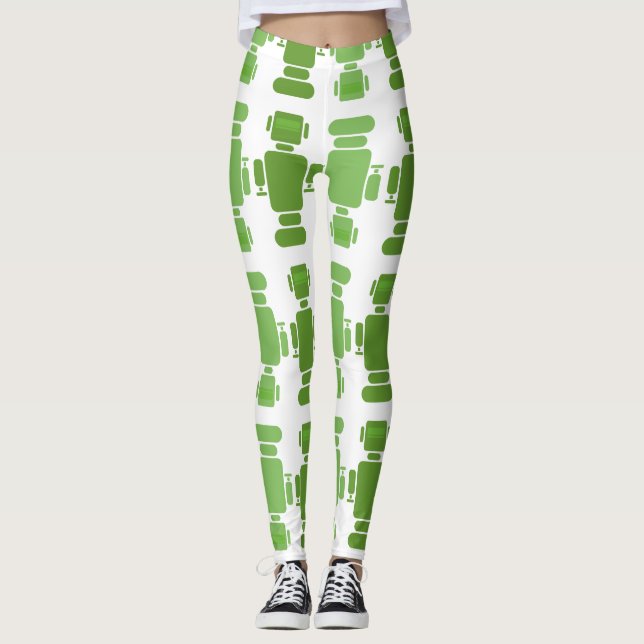 Legging lindo e único robô design verde (Frente)