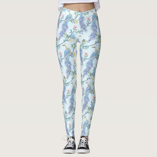 Legging Lindo padrão contínuo de pavão (Frente)