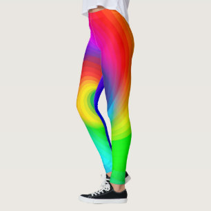 Legging Lindo Padrão de Arte em Redemoinho de Arco-Íris em