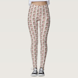 Legging Lindo Padrão de Chocolate Quente em Aquarela Rosa