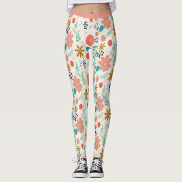 Legging Lindo Padrão de Flor Vintage Desenho Floral Yoga