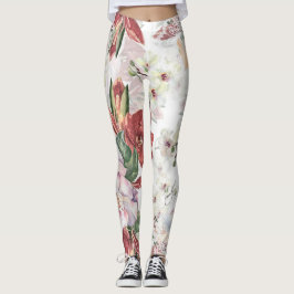 Legging Lindo padrão floral Borgonha e lindinho