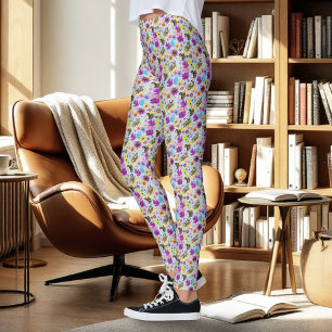 Legging Lindo Sugar Glider Flores Tropicais de Plumeria Az