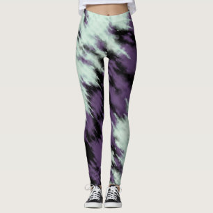Legging Lindo Tie Dye Azul Roxo Preto Padrão Abstrato
