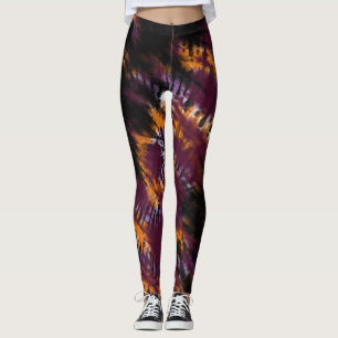 Legging Lindo Tie Dye Halloween Laranja Roxo Preto Padrão