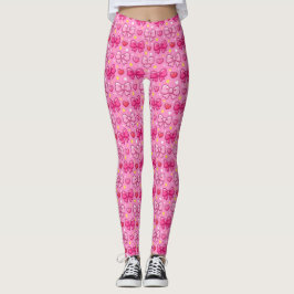 Legging Lindos Arcos Rosa Kawaii Feminino