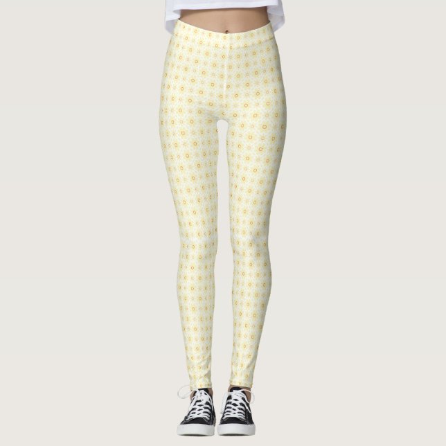 Legging Lindos Círculos Amarelos em Fundo Branco (Frente)