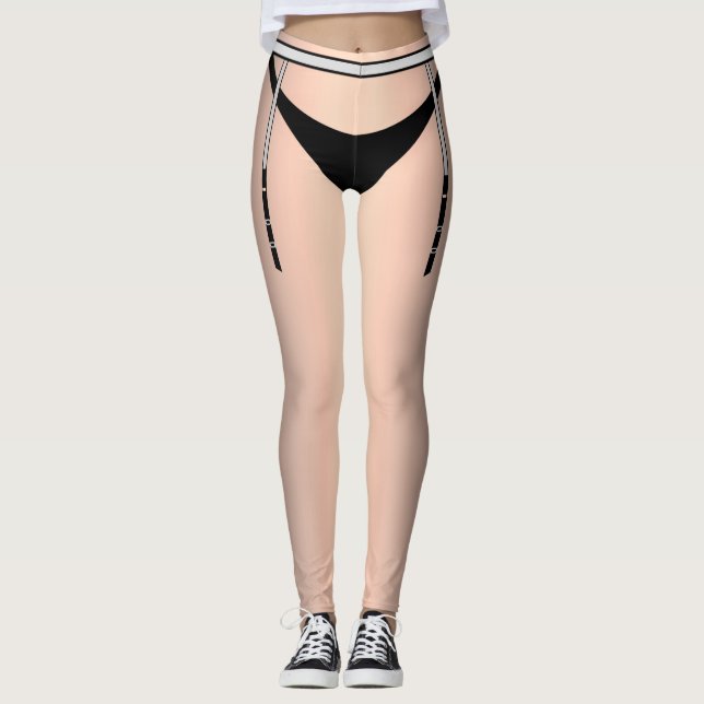 Legging Lingerie de Sissy Garter Cobrir de castidade (Frente)