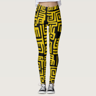 Legging Linha amarela do teste padrão tribal africano