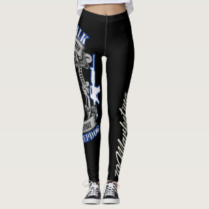 Legging Linha azul fina polícia do cão de guarda das