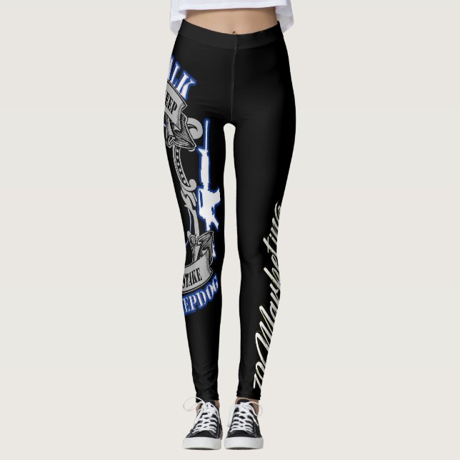 Legging Linha azul fina polícia do cão de guarda das (Frente)