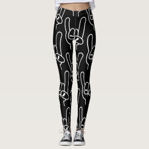 Legging Linha Branca de Cavalos Diabos de Metal Pesado