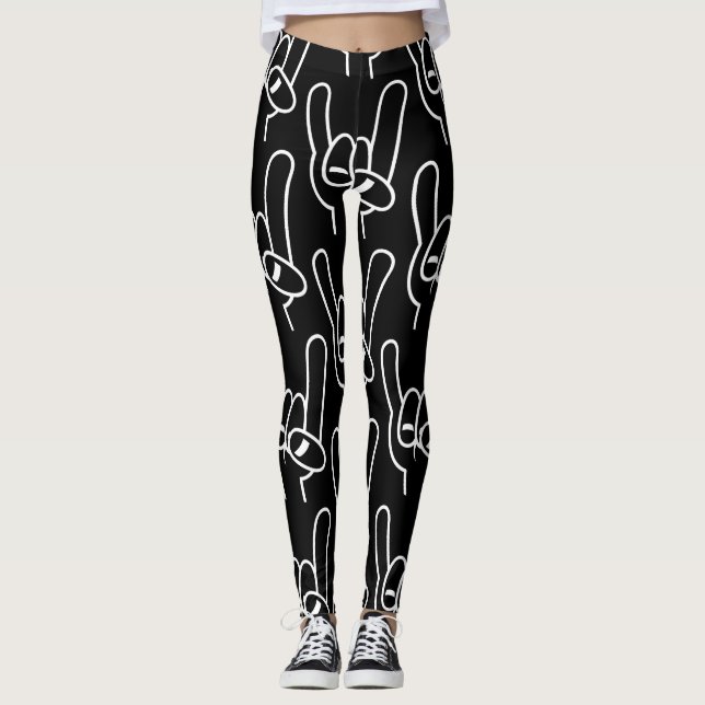 Legging Linha Branca de Cavalos Diabos de Metal Pesado (Frente)