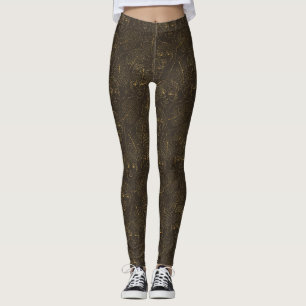 Legging Linha de rosto botânico rústico padrão (1)
