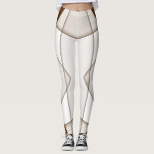 Legging Linha incrustada com sombra em bege, clássico mod