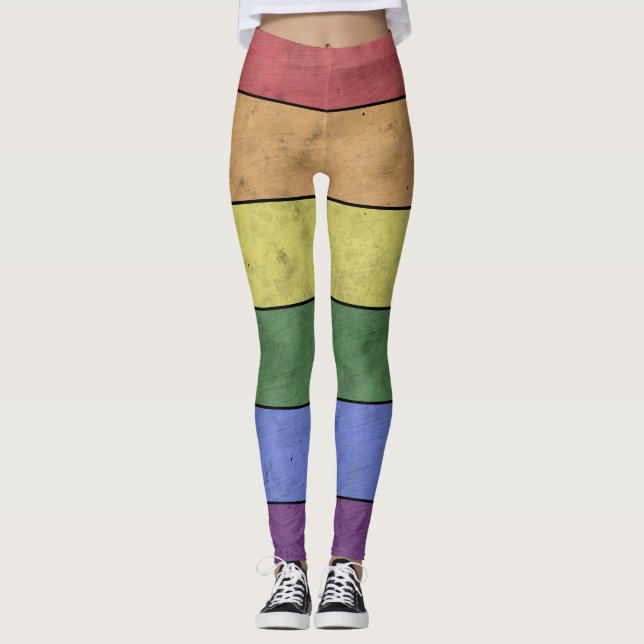 Legging Linha negra angustiada do orgulho de bandeira LGBT (Frente)