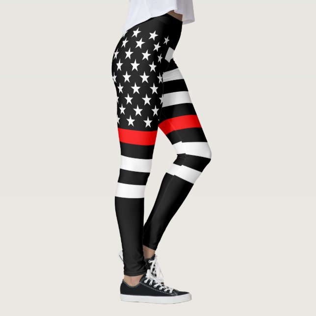 Legging Linha vermelha fina gráfico da bandeira americana (Direita)
