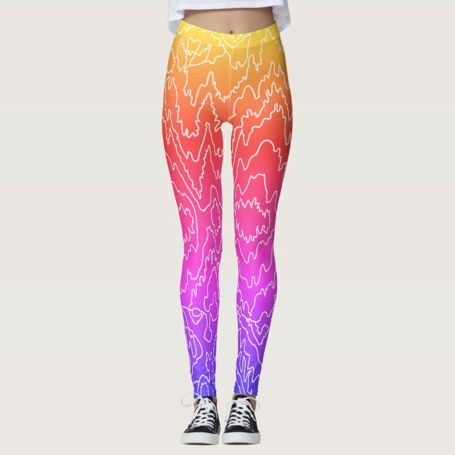 Legging Linhagens brancas geométricas em azul (Frente)