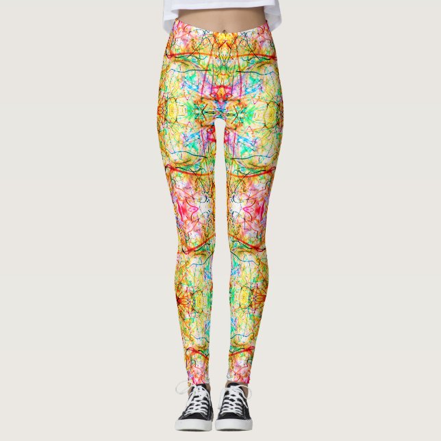 Legging Linhas abstratas coloridas fofas (Frente)