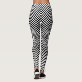 Legging Linhas Abstrato a preto e branco