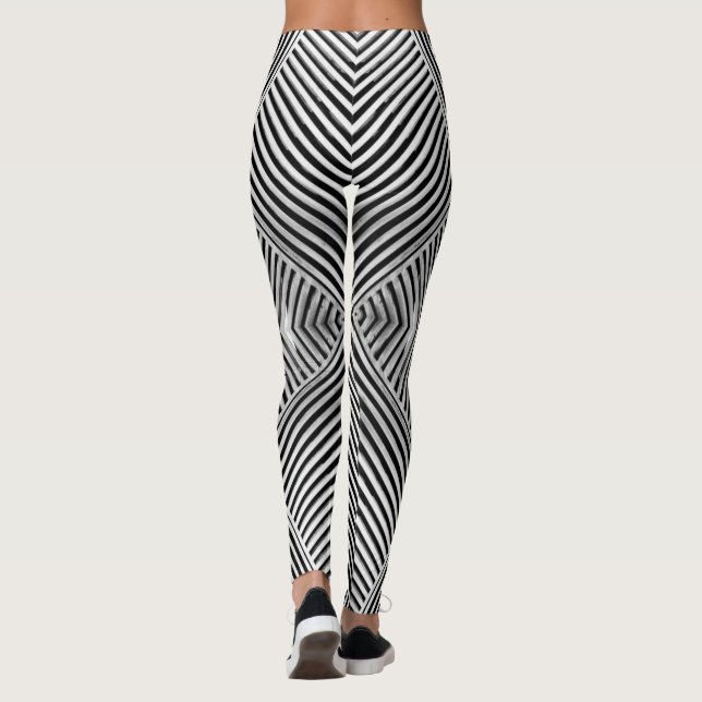Legging Linhas Abstrato a preto e branco (Verso)