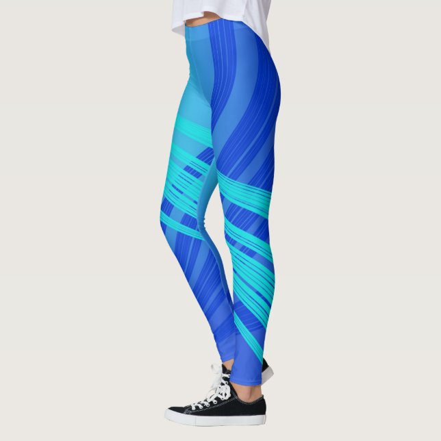 Legging Linhas Abstrato Azul e Teal (Esquerda)