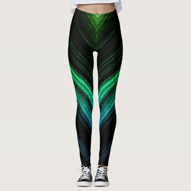 Legging Linhas aquáticas verdes de galáxias aquáticas com  (Frente)