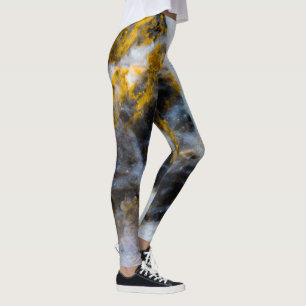 Legging Linhas brancas abstrato douradas, textura rochosa