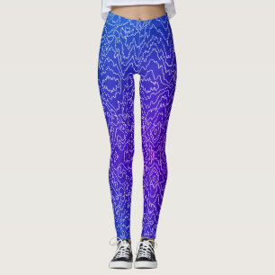 Legging Linhas brancas geométricas de curva em azul