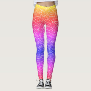 Legging Linhas brancas geométricas de curva em azul