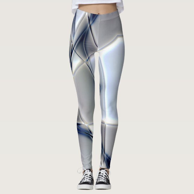 Legging Linhas curvas com tom cromático azul sobre quadrad (Frente)