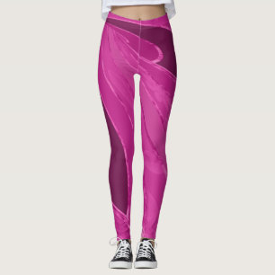 Legging Linhas curvas de seda abstrato a rosa