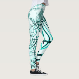 Legging Linhas curvas do aqua ciano cruzado sobre fundo le